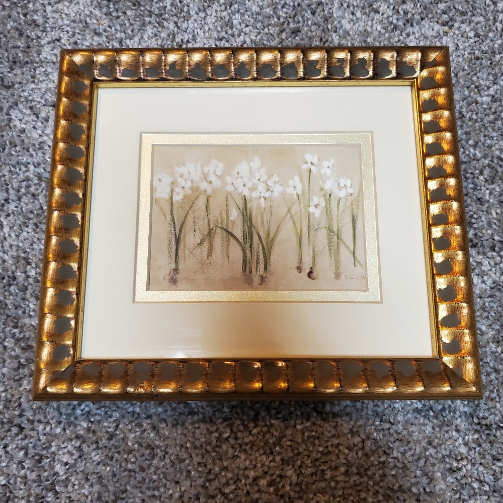 8"x7" golden frame paper whites artwork